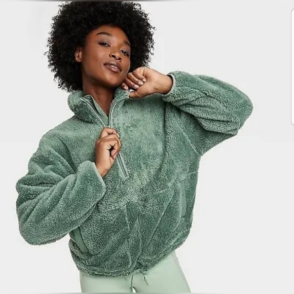 2pc All In Motion Knit Skort & 1/2 Zip High Pile Fleece Pullover Green XL - Picture 2 of 10